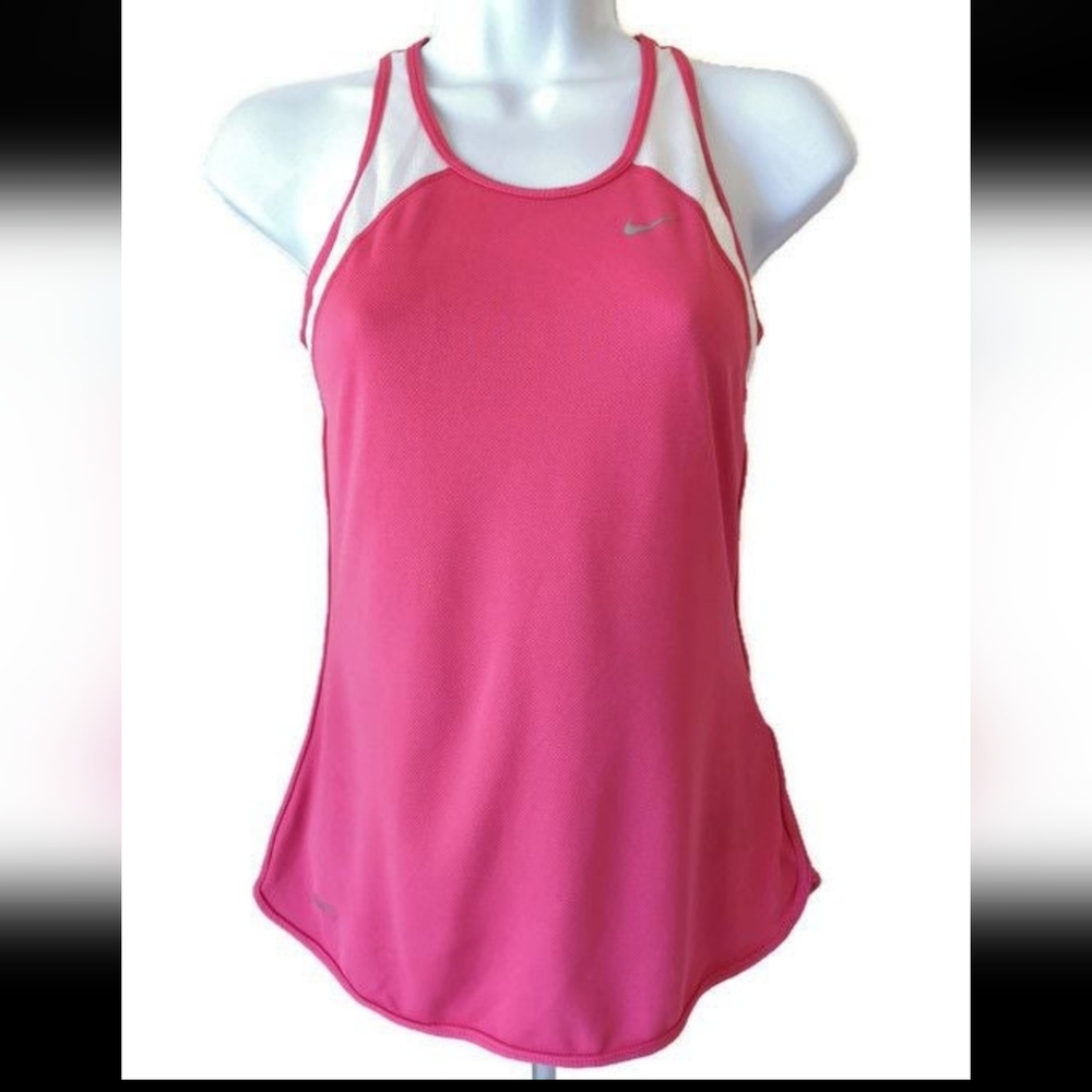 Nike Fit Dry Women's  Pink White Sleeveless Tank Top Gym Workout Running Size XS